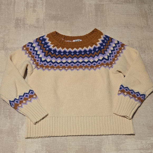 525 America Sweaters - 525 America Cream and Brown Patterned Sweater